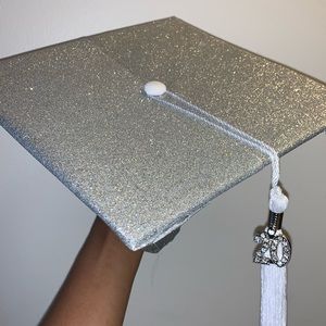 Glitter Graduation Cap & Tassle 🎓🤍